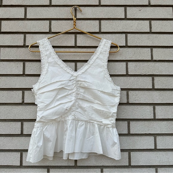 NWT Anthropologie Sunday in Brooklyn Ruffled Peplum White Tank - Picture 10 of 14
